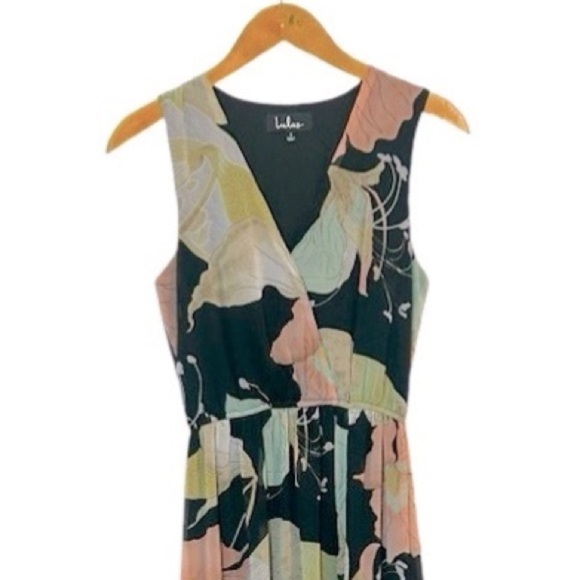 Lulus Wondrous Water Lilies Chiffon Floral Print Sleeveless Maxi High Slit Dress - Picture 3 of 17